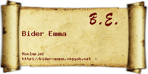 Bider Emma névjegykártya